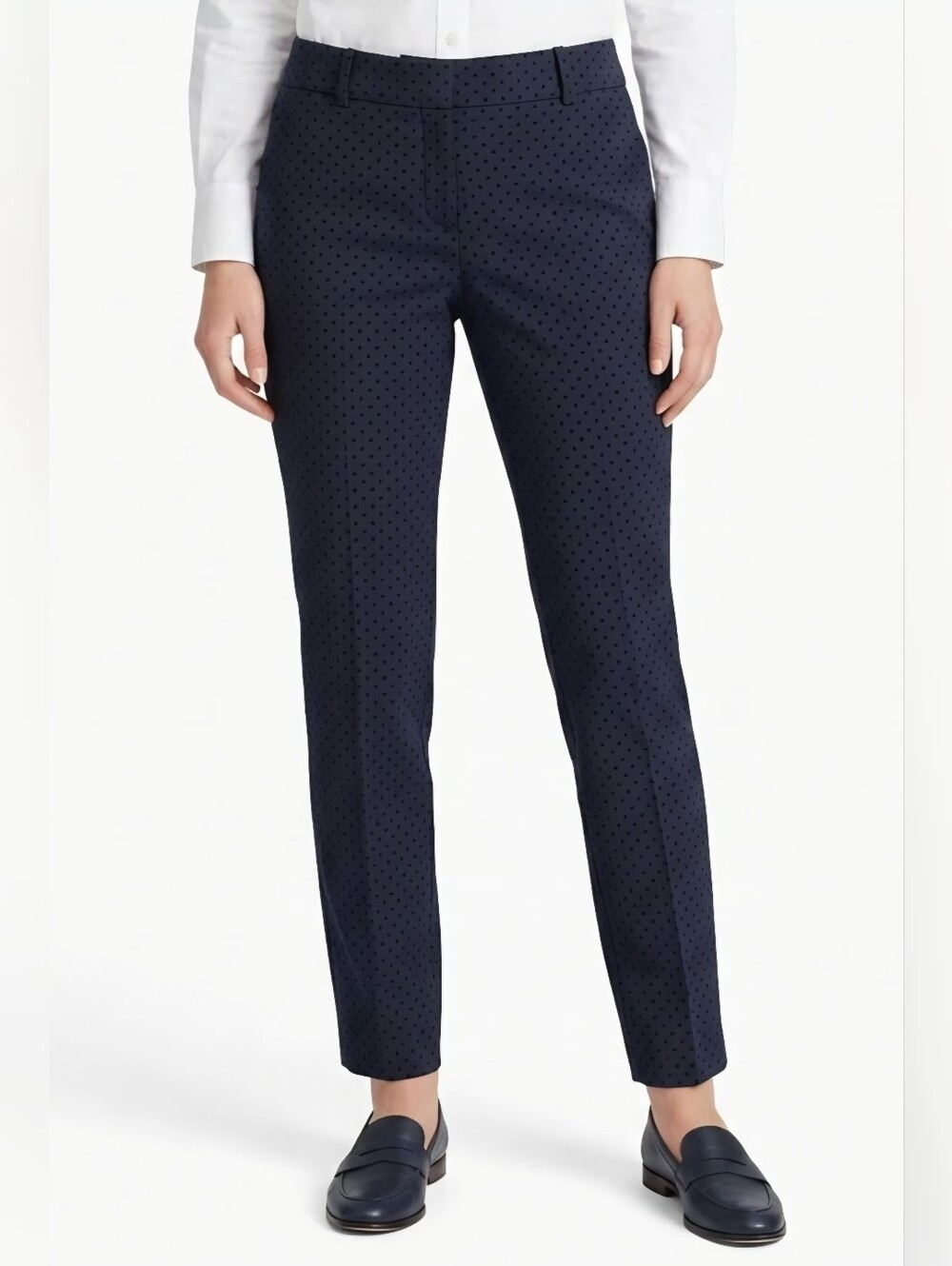 NWOT LOFT Navy Polka Dot Julie Skinny Pants Size 10P